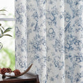 jinchan Linen Floral Curtains for Living Room 63 Inch Length Blue Printed by JINCHAN