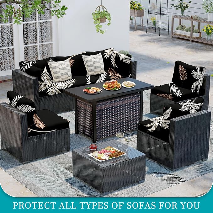 14Pcs Stretch Patio Cushion Covers, Outdoor Couch Covers Replacement, Outdoor - Image 4