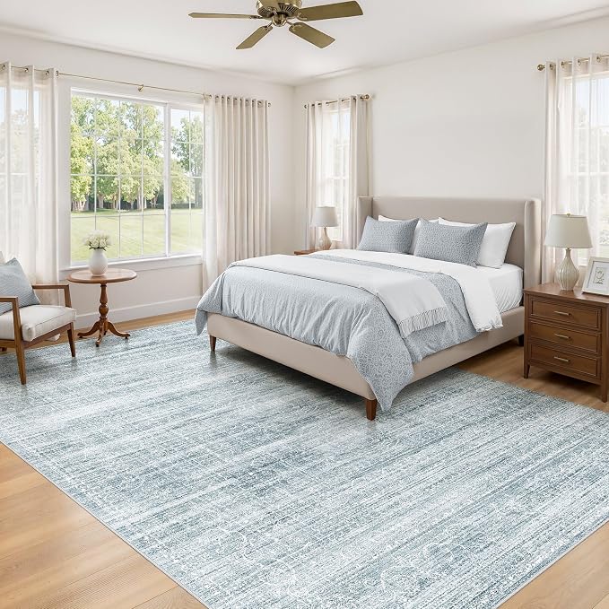 8x10 Area Rugs Living Room: Washable Large Neutral Soft Rug Farmhouse Stain - Image 4