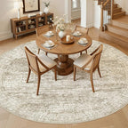 8x8 Brown Round Rug 8ft Living Room Circle Rug Vintage Round Area Rug Non Slip - Image 3