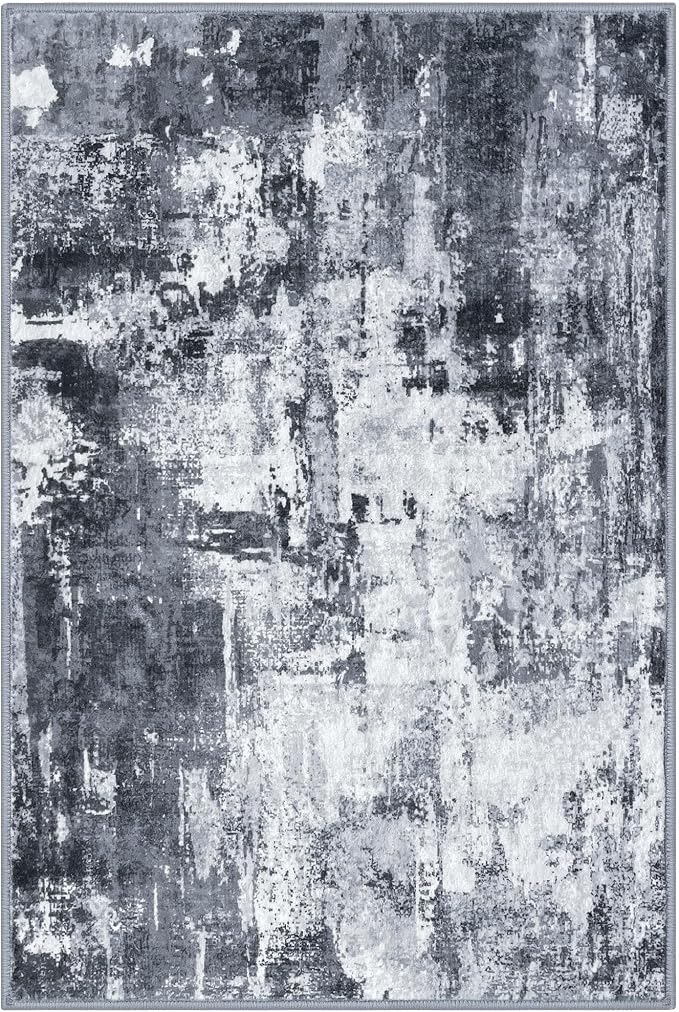 KOZYFLY 2x3 Rug Non-Slip Small Area Rug Abstract Machine Washable Indoor Front - Image 8