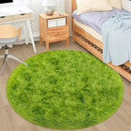 4x4 ft Tie Dye Green Round Rug for Bedroom Room Fluffy Circle Rug Furry Carpet - Image 6
