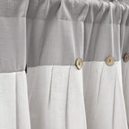 Lush Decor Linen Button Farmhouse Valance Curtians 52"W x 18"L Gray & Off White - Image 3