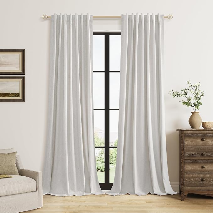 Guken Natural 100% Blackout Curtains 102 Inch Length 2 Panels Set by Guken