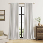 Guken 90 Inch Long Natural 100% Blackout Linen Curtains by Guken