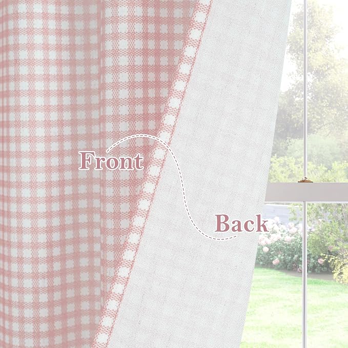 RYB HOME Kithen Curtains Rustic Plaid Cafe Valance, Classic Short Checkered - Image 7