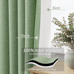 Guken 100% Blackout Linen Curtains 100 Inch Length 2 Panels Set - Image 4