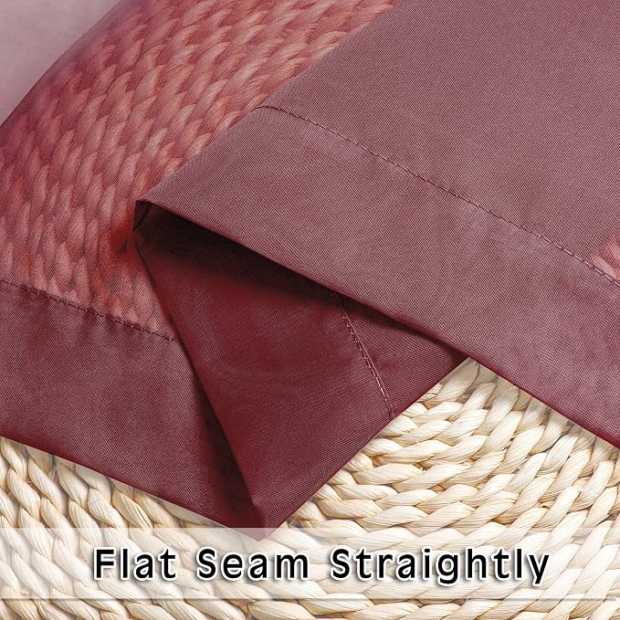 OVZME Burgundy Sheer Curtains 84 inch Length 2 Panels Set, Light Filtering - Image 6