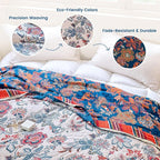 MSGKV Boho Throw Blanket 90"x90" 100% Cotton Floral Blanket - Image 3
