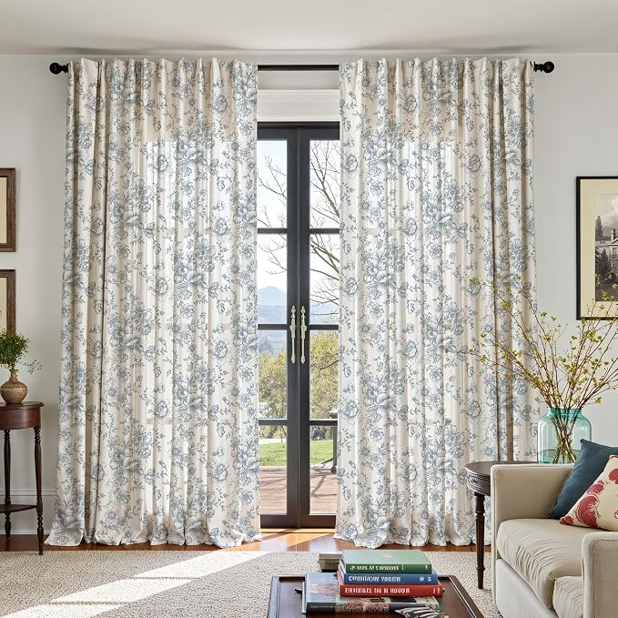 jinchan Linen Floral Curtains 100 Inch Extra Wide - Image 5