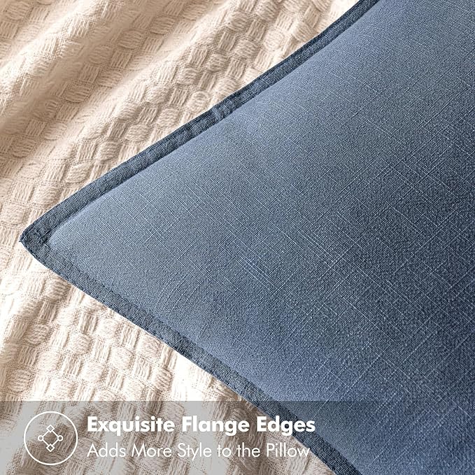 MIULEE Decorative Linen Pillow Covers 20x20 Inch Blue Ashes Boho Farmhouse - Image 2