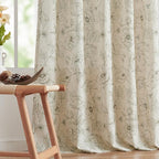 jinchan Floral Linen Curtains for Living Room 84 Inch Length Green Flower - Image 8