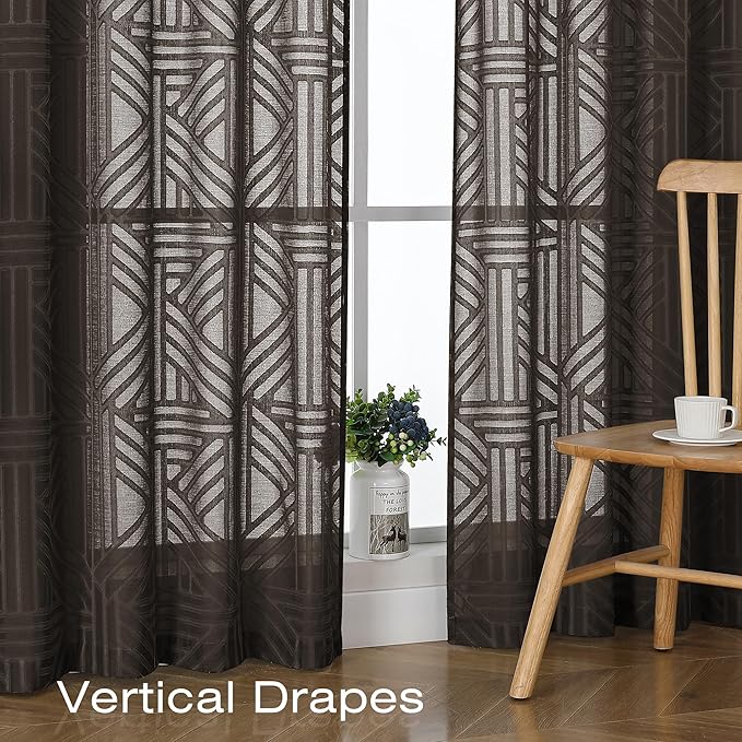 Simplebrand Chocolate Semi-Sheer Curtains, 42x96 Inch, 2 Panels, Light Filtering - Image 5