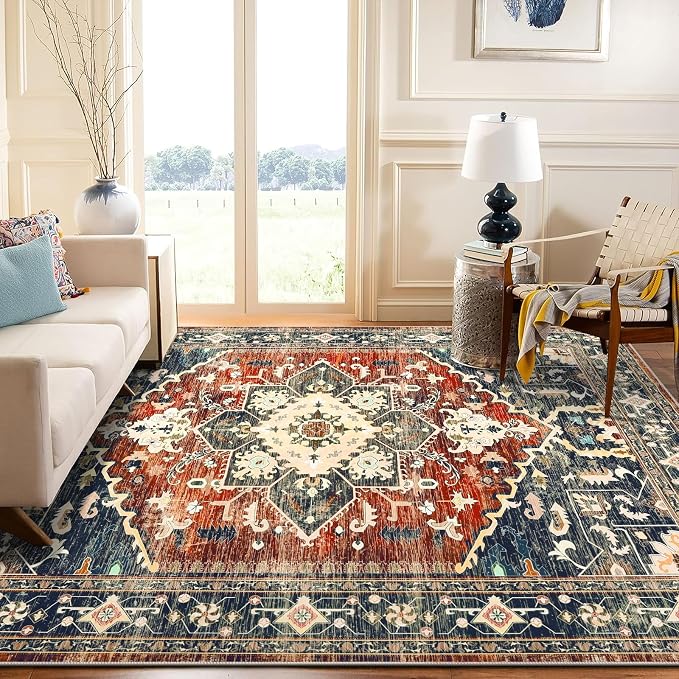 Yamaziot Area Rug 5x7, Non-Slip Washable Boho Vintage Living Room Bedroom Rug by Yamaziot