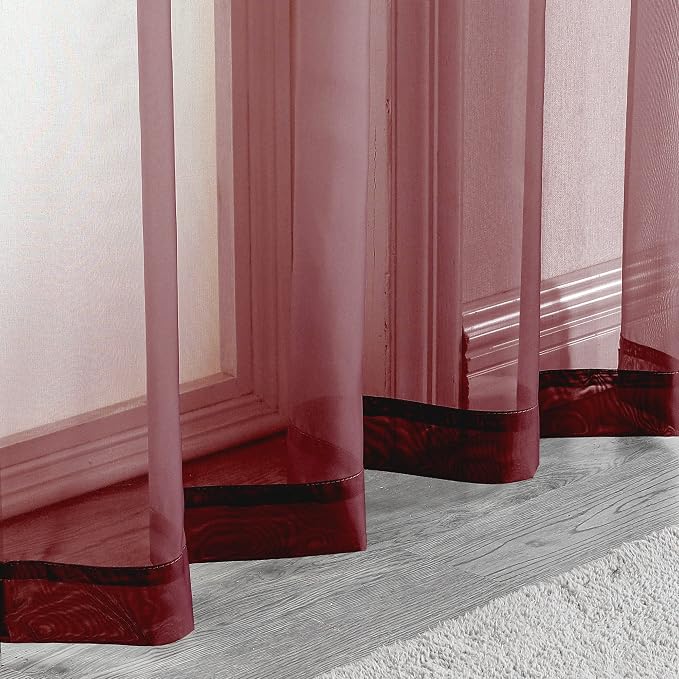 OWENIE Sheer Curtains 54 inches Long 2 Panels Set, Rod Pocket Curtain Sheers - Image 5
