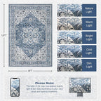Area Rugs 9x12 Living Room Rug: Washable Rug Soft Vintage Boho Medallion Carpet - Image 2