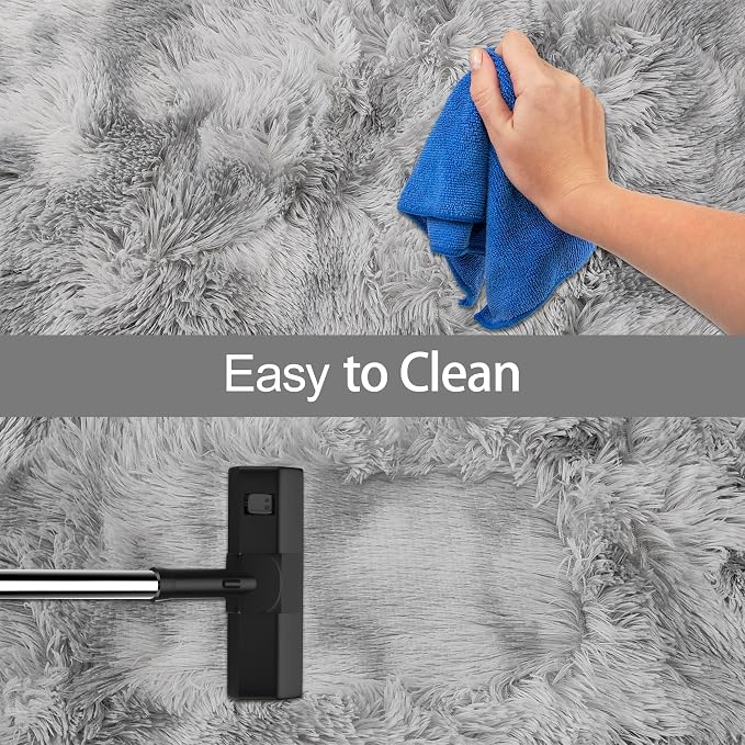 Tie Dye Grey Soft Shaggy Fluffy Rug - Image 7