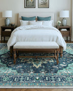 Area Rugs 9'x12' Washable Non-Slip, Floral Vintage Distress Print Pattern - Image 8
