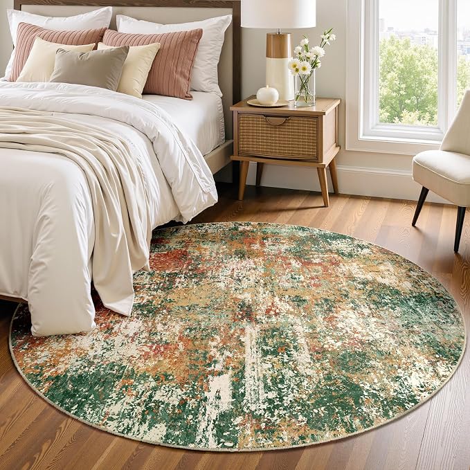 Washable Area Rugs 4ft Non-Slip Modern Abstract Soft - Image 2