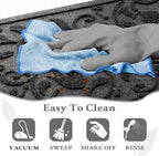 Boho Grey Floral Leaves Outdoor Indoor Entrance Doormats, Absorbent Durable - Image 8