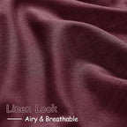 Nanspring Burgundy Linen Curtains Semi Sheer 96 Inches Long 2 Panels Set - Image 5