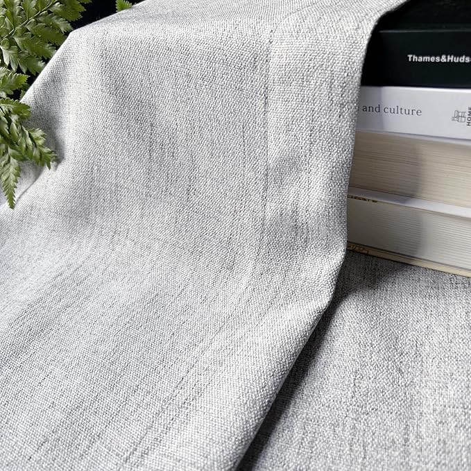 Oindec Faux Linen Kitchen Curtains 36 Inch Length Cafe Curtain Tiers - Image 3