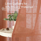 LAMIT Terracotta Linen Sheer Curtains 80 Inch Length - Image 6