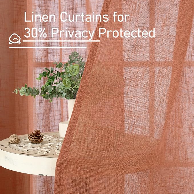 LAMIT Light Filtering Linen Curtains 63 inches Long - Image 5