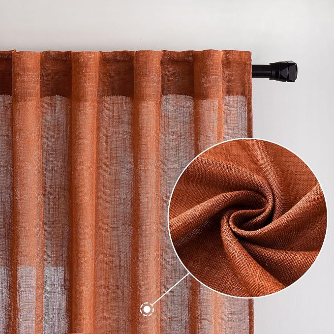MIULEE Rust Curtains 84 Inch Length 2 Panels - Image 7