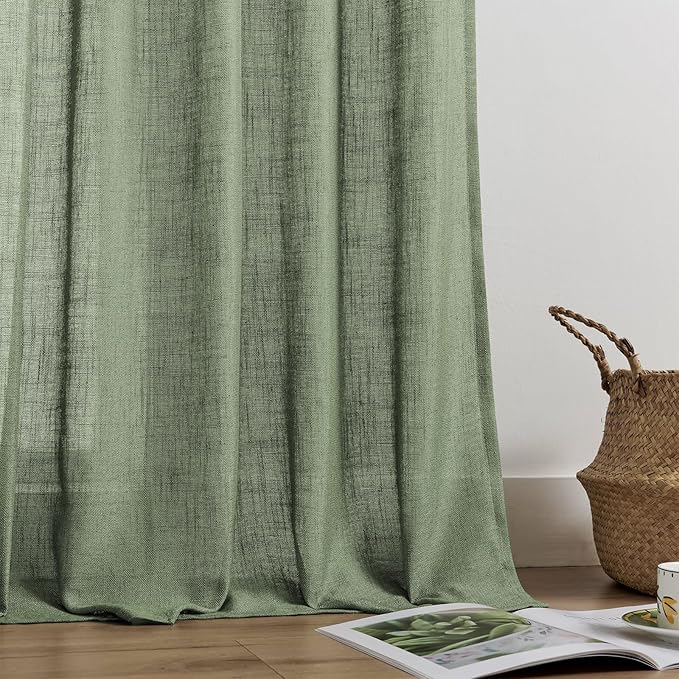 Joydeco Linen Curtains 84 Inch Length 2 Panel Sets, Light Filtering Curtains - Image 4
