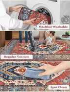 SERISSA Boho Washable Runner Rug, 2x6 Rug Runner Non-Slip Vintage Rust Hallway - Image 3