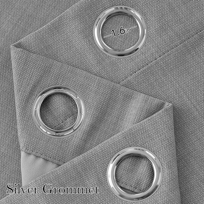 NICETOWN Faux Linen Light Grey Blackout Curtains 84 inches Long - Image 2