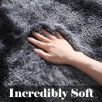 ONASAR Area Rugs for Bedroom Living Room, Fluffy Tie-Dyed Dark Grey 4x6 Indoor - Image 3