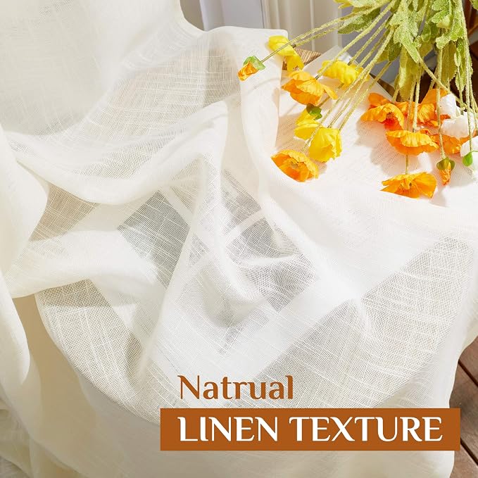 NICETOWN Faux Linen Sheer Curtains 80 inch Length - Image 6