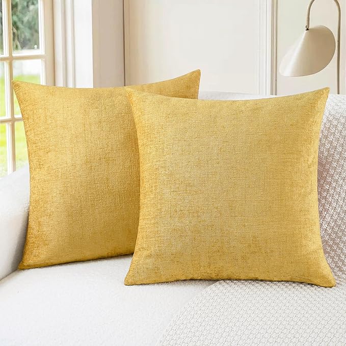 CaliTime Throw Pillow Covers Decorative 26 X 26 Inches Pack of 2 Cozy Chenille by CaliTime