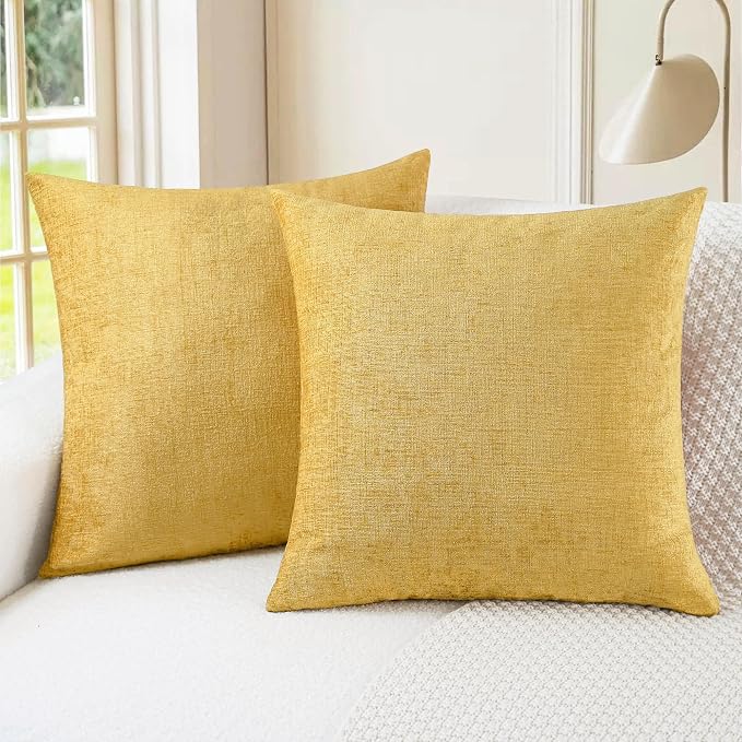 CaliTime Throw Pillow Covers Decorative 24 X 24 Inches Pack of 2 Cozy Chenille by CaliTime
