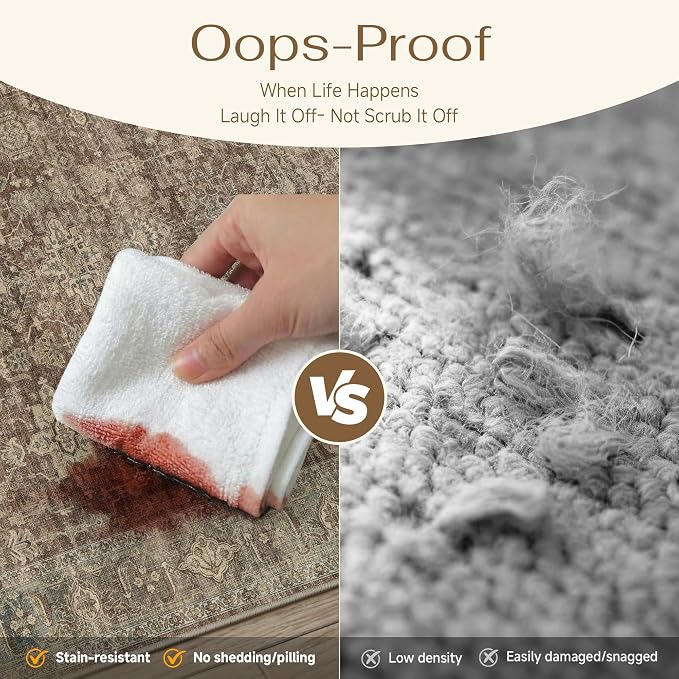 8x10 Washable Area Rug for Living Room Bedroom Vintage Rust Red Non Slip Carpet - Image 8