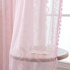 WAZZIO Boho Lace Curtains 63 Inch 2 Panels -Sheer Panel Drape Floral Pattern & - Image 7