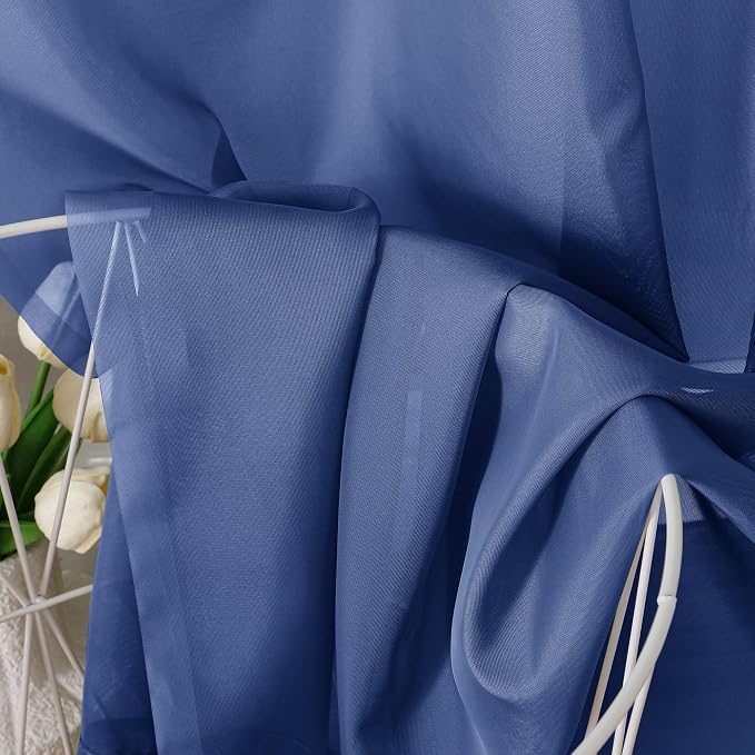 OVZME Royal Blue Sheer Curtains 84 Inches Long 2 Panels - Image 3
