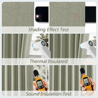 Sage Green 100% Blackout Linen Curtains 144 Inch Length 2 Panels Set - Image 4