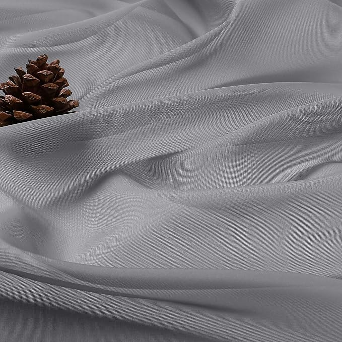 OWENIE Grey Sheer Curtains 120 Inches Long 2 Panels Set, Airy Lightweight Sheer - Image 8