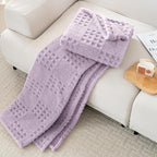 50x70 Inch Waffle Purple Throw Blanket -Fluffy Fleece, Neutral Tan Color - Image 4