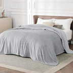 Bedsure GentleSoft Fleece Blanket California King Light Grey - Image 2