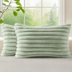 decorUhome Summer Cozy Faux Fur Throw Pillow Covers 12x20 Set of 2 Decorative by decorUhome