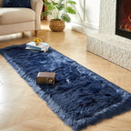 AMTOVO Faux Fur Rug, Dark Blue Ultra Soft Fluffy Shag Sheepskin Rug, 2 x 6 ft - Image 3