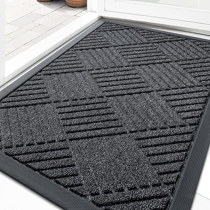 OLANLY Front Door Mat Outside Entrance 35x23, Heavy Duty Sturdy Natural Rubber by OLANLY