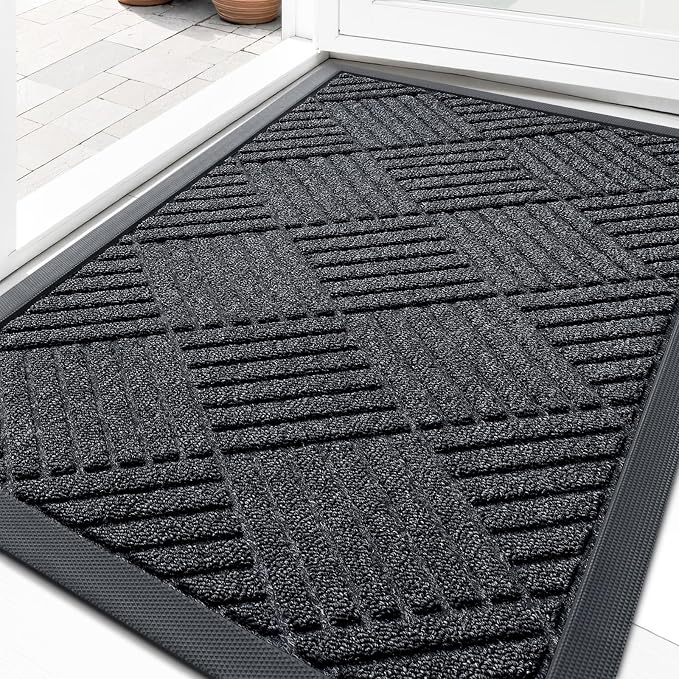 OLANLY Front Door Mat Outside Entrance 33x21, Heavy Duty Sturdy Natural Rubber by OLANLY