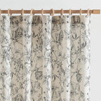 jinchan Floral Curtains 63 Inch Length Black Flower Linen Farmhouse Curtain by JINCHAN