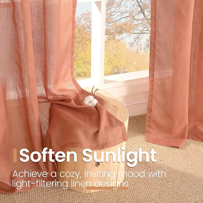 BGment Terracotta Linen Curtains 102 Inch Length - Image 5