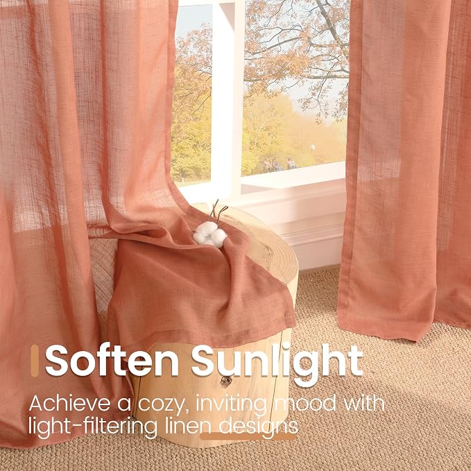 BGment Terracotta Linen Curtains 63 Inches Long - Image 5